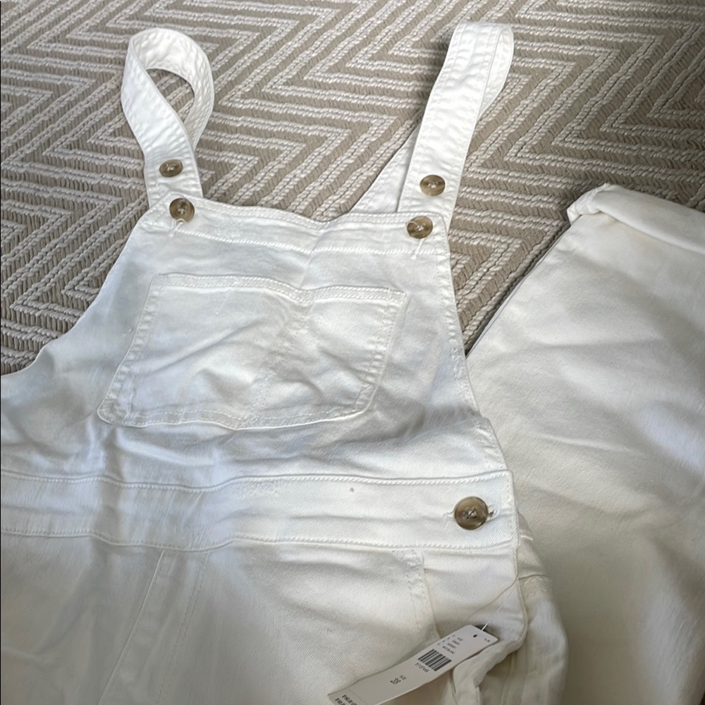Anthropologie White Denim Overalls
